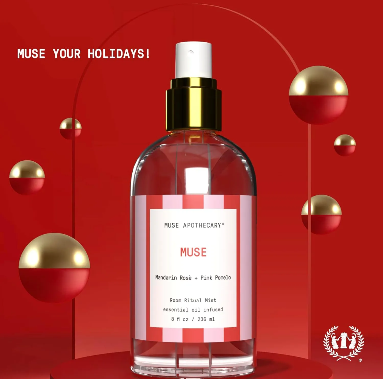 Muse Apothecary Room Ritual - Aromatic and Relaxing Room Mist, 8 oz, Infused with Natural Essential Oils - Great Valentine's Day Gift - Mandarin Rosè   Pink Pomelo, 2 Pack