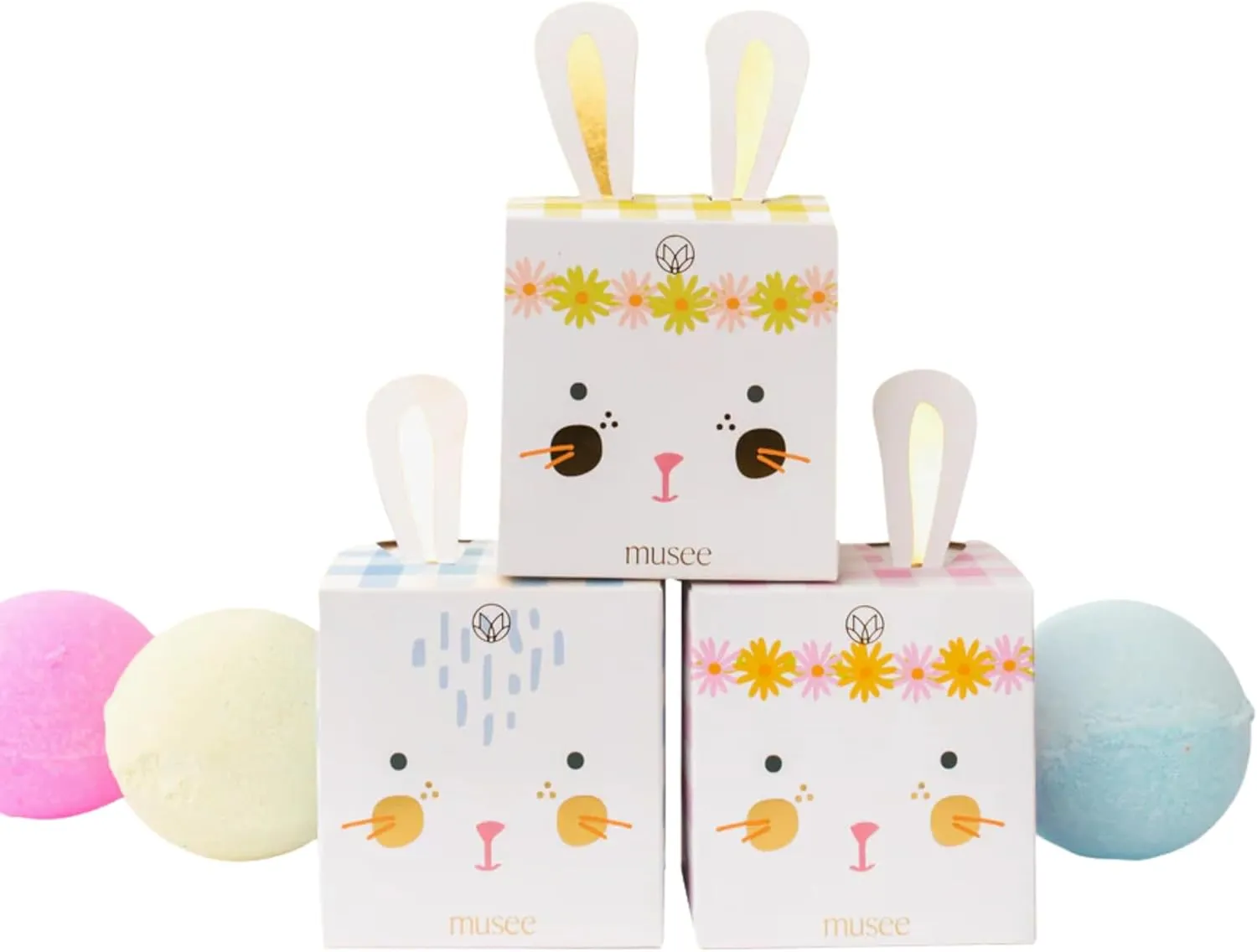 Musee Bunny Bath Bomb Trio Set, Surprise Inside,Gift for Women, Handmade in USA, Cruelty-Free, Bath Balms Set, 3 x 8oz