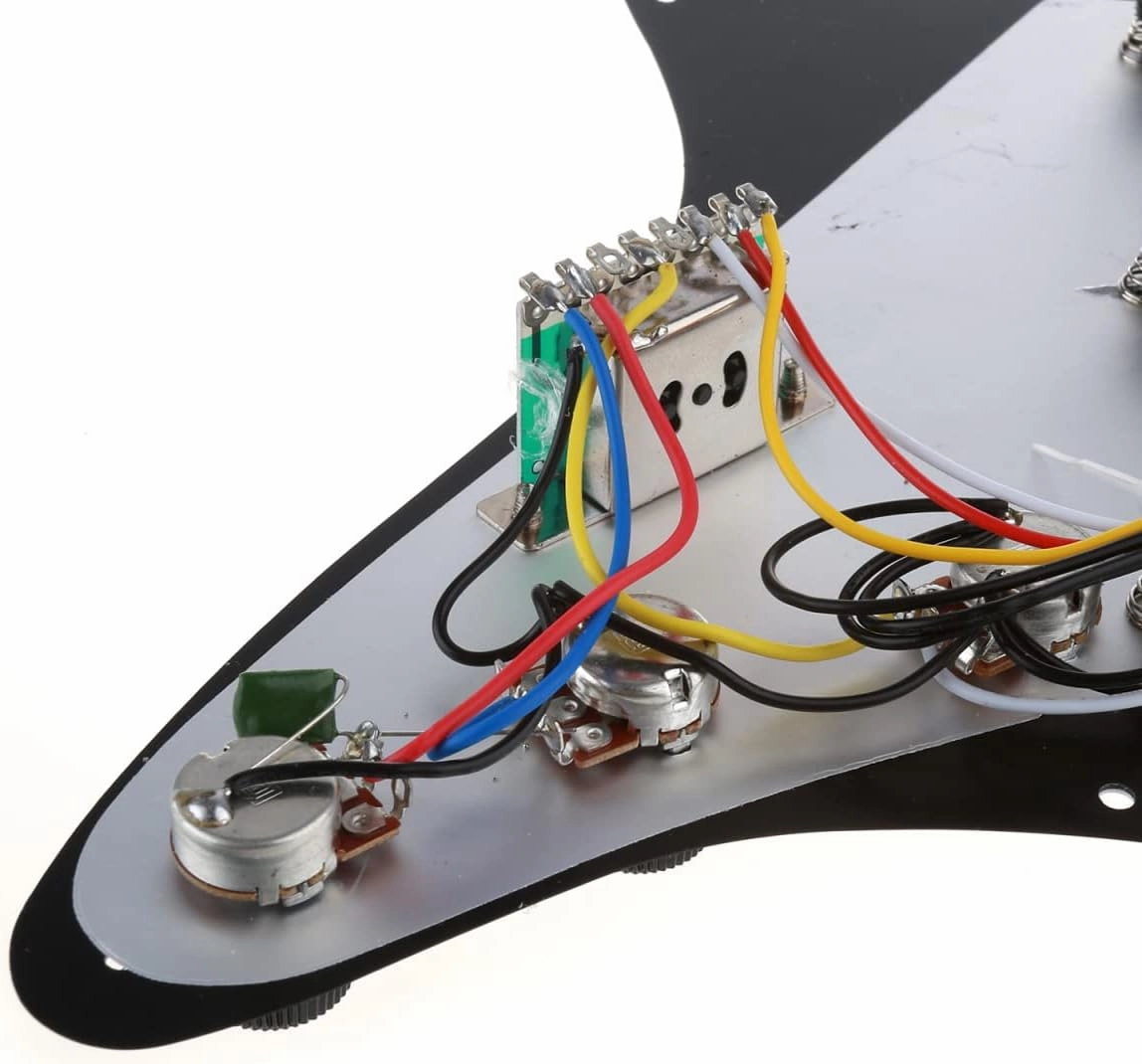 Musiclily SSS 11 Hole Loaded Prewired Strat Pickguard ST Guitar Scratch Plate with Single Coil Pickups Set for Squier Stratocaster Style Electric Guitar, Black