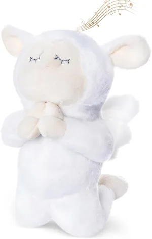 My OLi 7" Plush Prayer Lamb Plays Jesus Loves Me Praying Plush Lamb Soft Toy Stuffed Animal Bedtime Gifts for Baby Kids Girls Boys