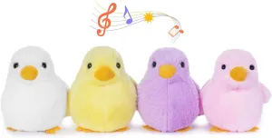 My OLi Stuffed Animal 3.5" Plush Teddy Chicken 4 Pack Costumed Plush Chickens, Stuffed Animal with A Sound Easter Gifts for Babies Kids Boys Girls