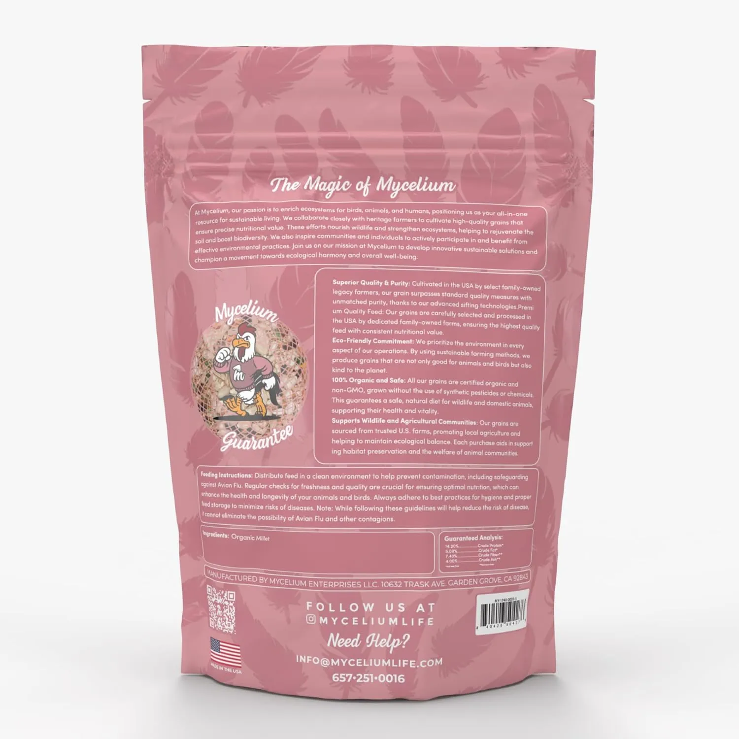 Mycelium Premium Millet – Organic, Non-GMO, High Nutritional Value Bird Food for Pet Birds, Sourced from Local USA Farms, Sustainable Farming, 5 lbs