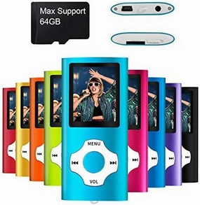 MYMAHDI Support TF Card USB Port Slim Small Multi-Lingual Selection 1.8 LCD Portable MP3/MP4, MP3 Player, MP4 Player, Video Player, Music Player, Media Player, Audio Player Blue