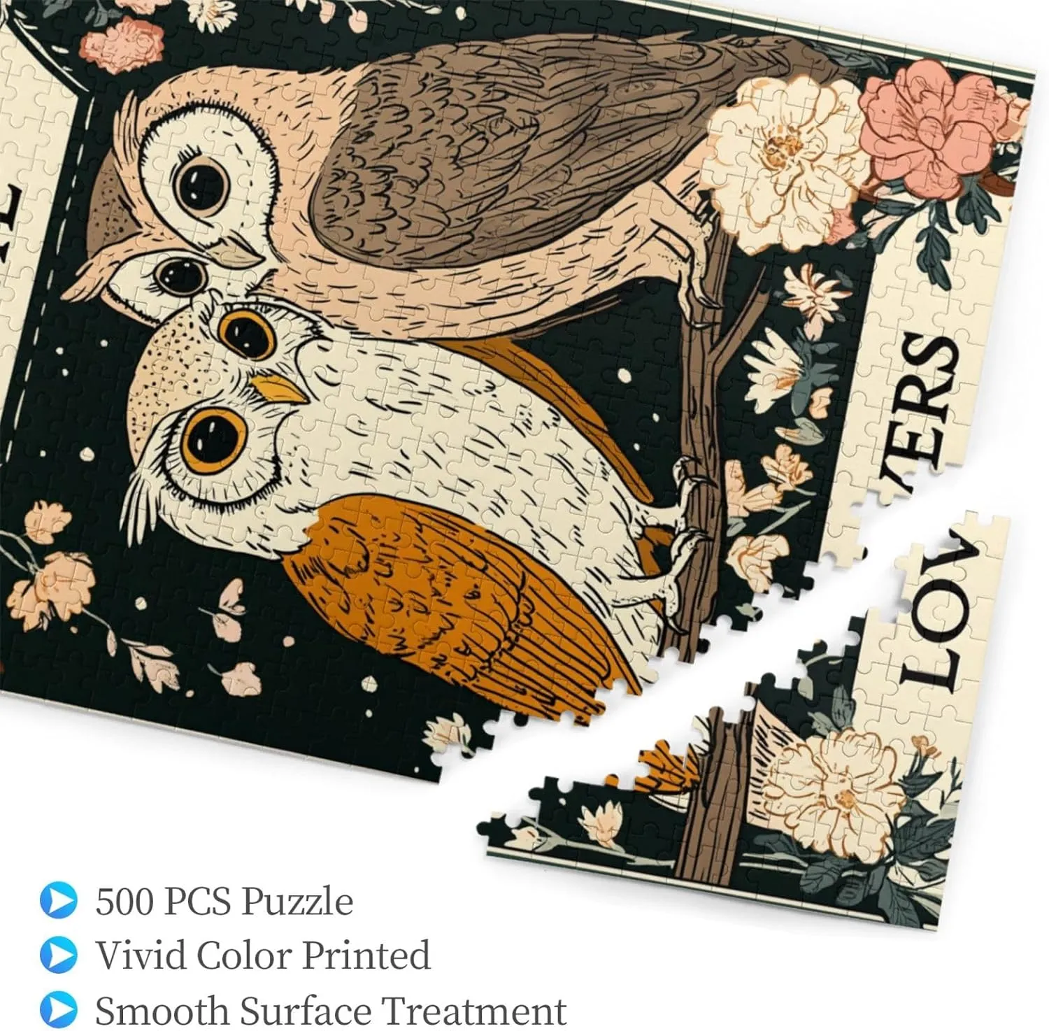 Mystical Twin Falcon in Tarot Cards Design,500 Piece Wooden Jigsaw Puzzle for Adults,Brain Training Challenge,Stress Relief Activity,Esoteric Avian Artwork,Eco-Friendly Woodens Pieces