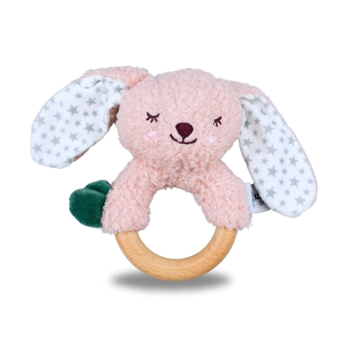 Natural Comfort Snuggle Berry Bunny Wooden Ring Rattle