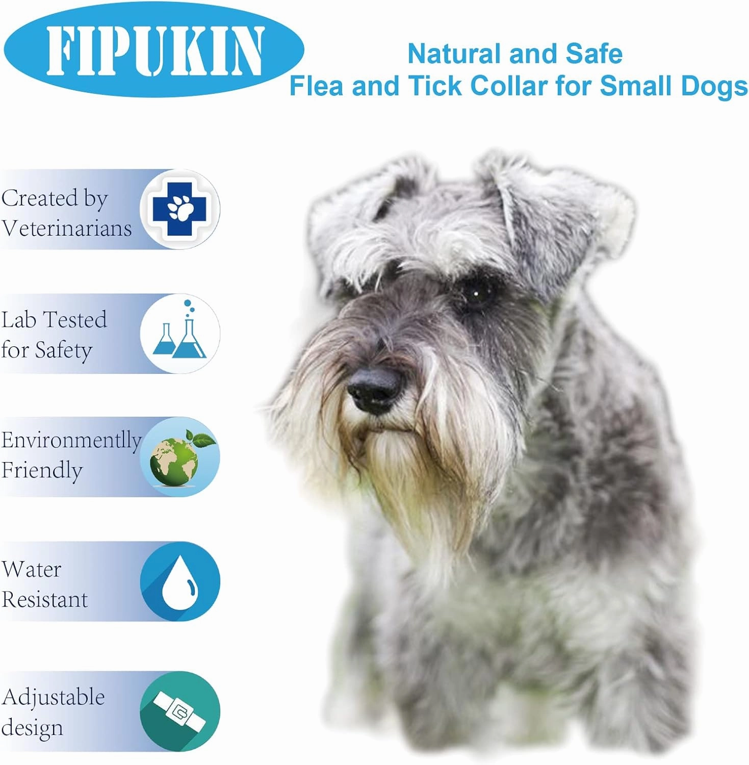 Natural Ingredients Flea Collar for Small Dogs,Safe and Effective Flea and Tick Collar, Waterproof,8 Months Protection Each, Free Comb and Tick Scoop,13.8 Inches,2-Pack
