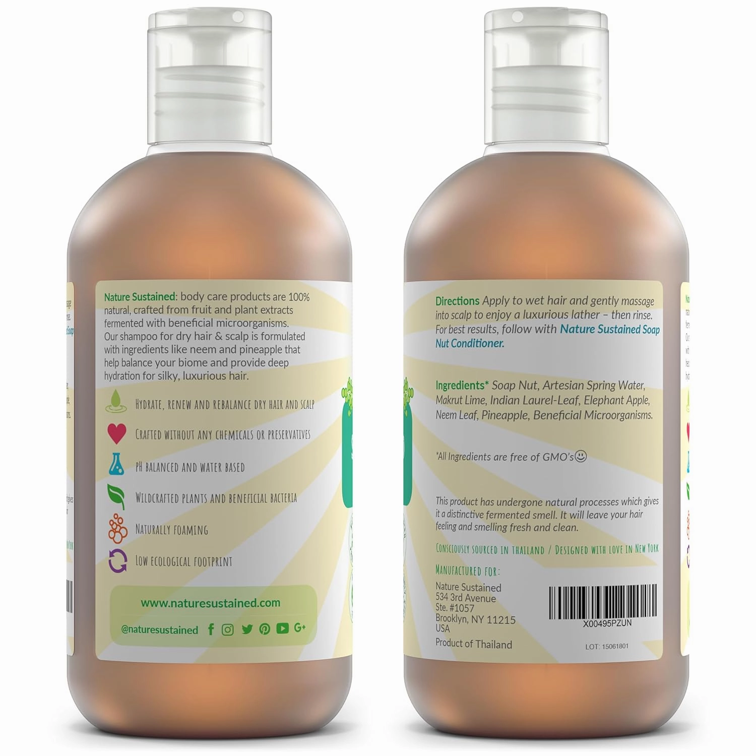Natural Shampoo for Dry Hair & Scalp - Organic, Raw & Wildcrafted with Probiotics, Hypoallergenic & Sulfate Free Hydrating Shampoo for Dryness, Frizz, Breakage, Itchiness, Thinning - Gallon, Original