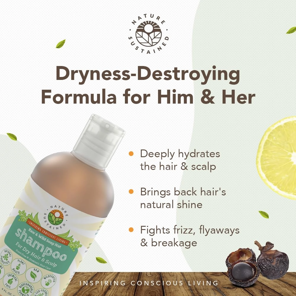Natural Shampoo for Dry Hair & Scalp - Organic, Raw & Wildcrafted with Probiotics, Hypoallergenic & Sulfate Free Hydrating Shampoo for Dryness, Frizz, Breakage, Itchiness, Thinning - Gallon, Original