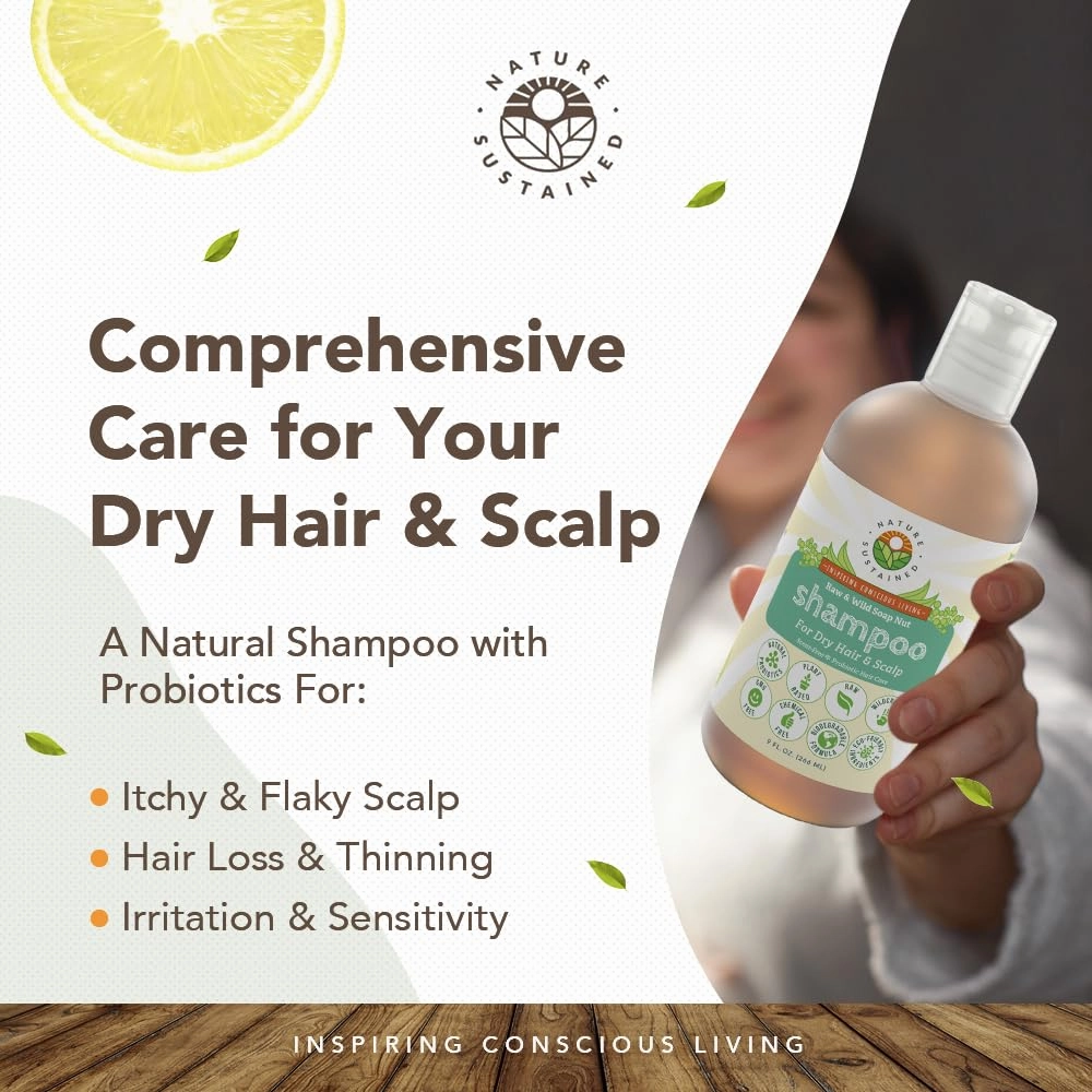 Natural Shampoo for Dry Hair & Scalp - Organic, Raw & Wildcrafted with Probiotics, Hypoallergenic & Sulfate Free Hydrating Shampoo for Dryness, Frizz, Breakage, Itchiness, Thinning - Gallon, Original