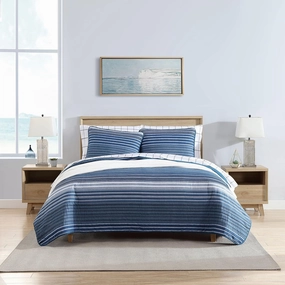 Nautica - King Quilt Set, Cotton Reversible Bedding with Matching Shams, Bedding Set for All Seasons (Coveside Blue, King)