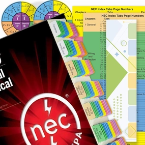 NEC Code Book Tabs 2020, 120 PCS NEC Tabs, Laminated & Color-Coded for National Electrical Code 2020, with Formula Guide/Wire Chart/2 Ohm’s Law Wheel Stickers/Page Numbers Card (Book Not Included)