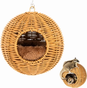NEOUZA Sugar Glider Pouch Pet Glider Cage Sleep Bag for Small Animals Squirrels Marmosets Rats Hamsters, Metal Frame PP Rattan Durable Water Resistant Non Toxic Safe Material