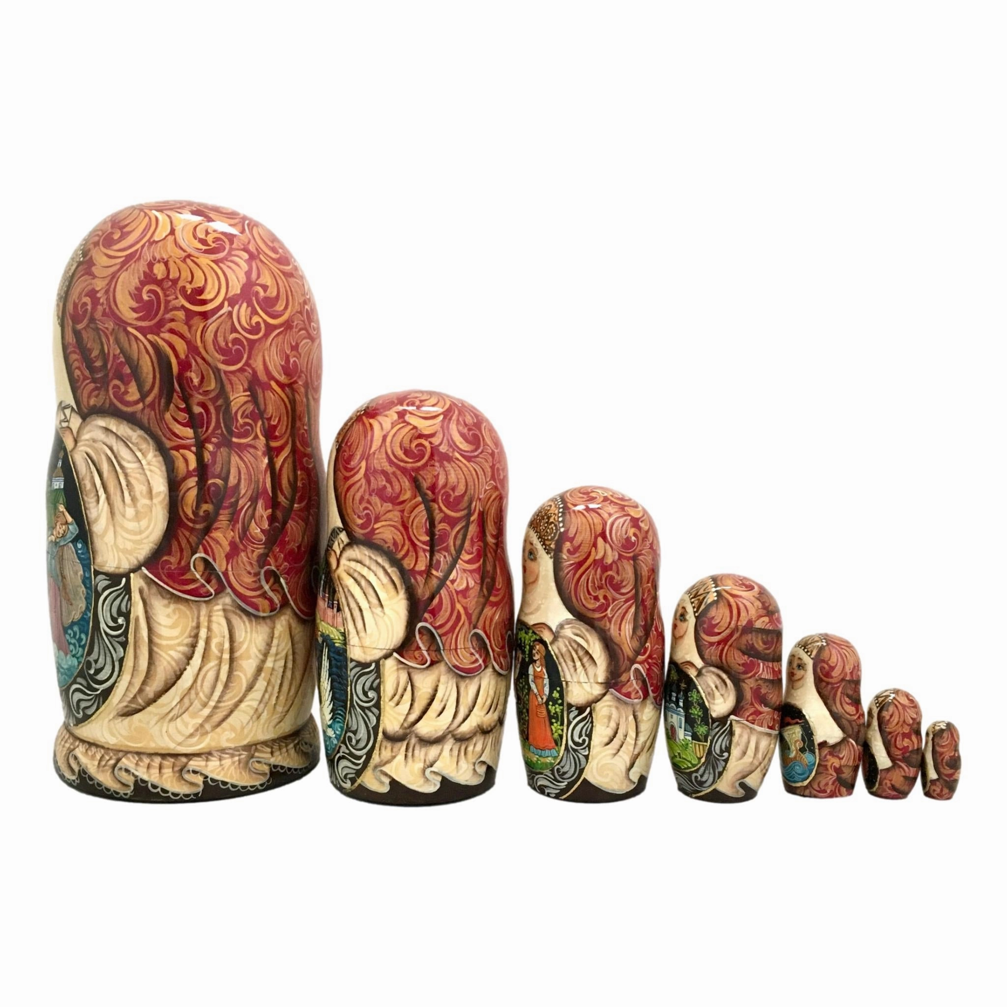 Nesting Dolls Large Matryoshka 7 Pieces Set Fairytale Story