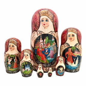 Nesting Dolls Large Matryoshka 7 Pieces Set Fairytale Story
