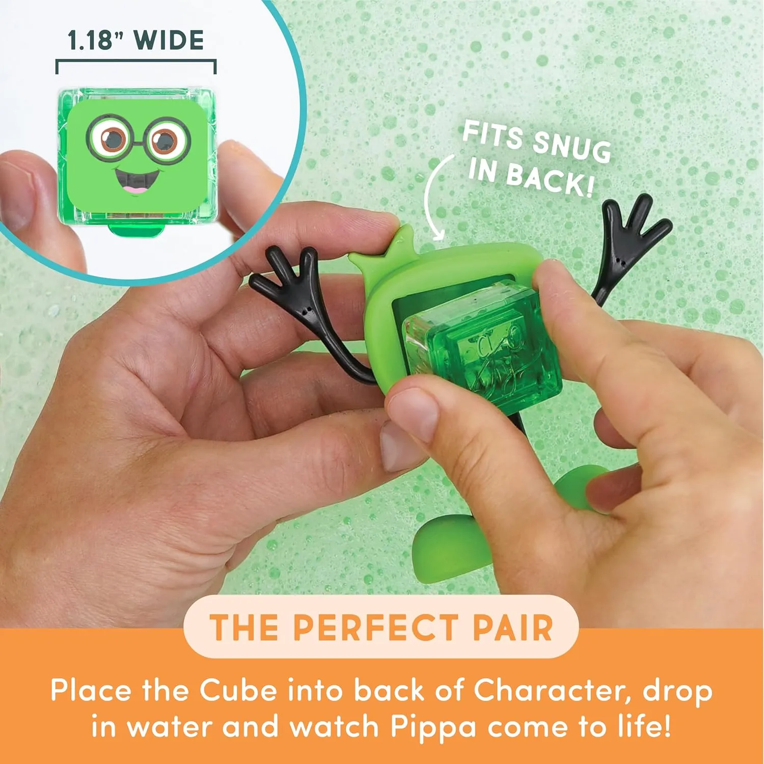 New Glo Pals Pippa Water-Activated Bath Toy with 6 Reusable Light-Up Cubes for Sensory Play