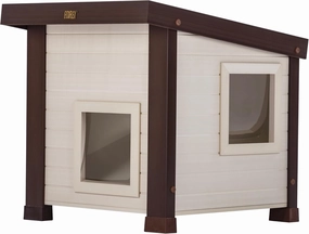 New Age Pet® ECOFLEX® Albany Outdoor Feral Cat House for Multiple Cats with Quick & Easy Assembly, 2 Vinyl Door Flaps Included, Moisture and Odor Resistant