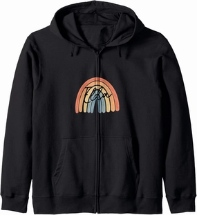 New Born Baby Ella Personalized Gift Rainbow Nursery Zip Hoodie