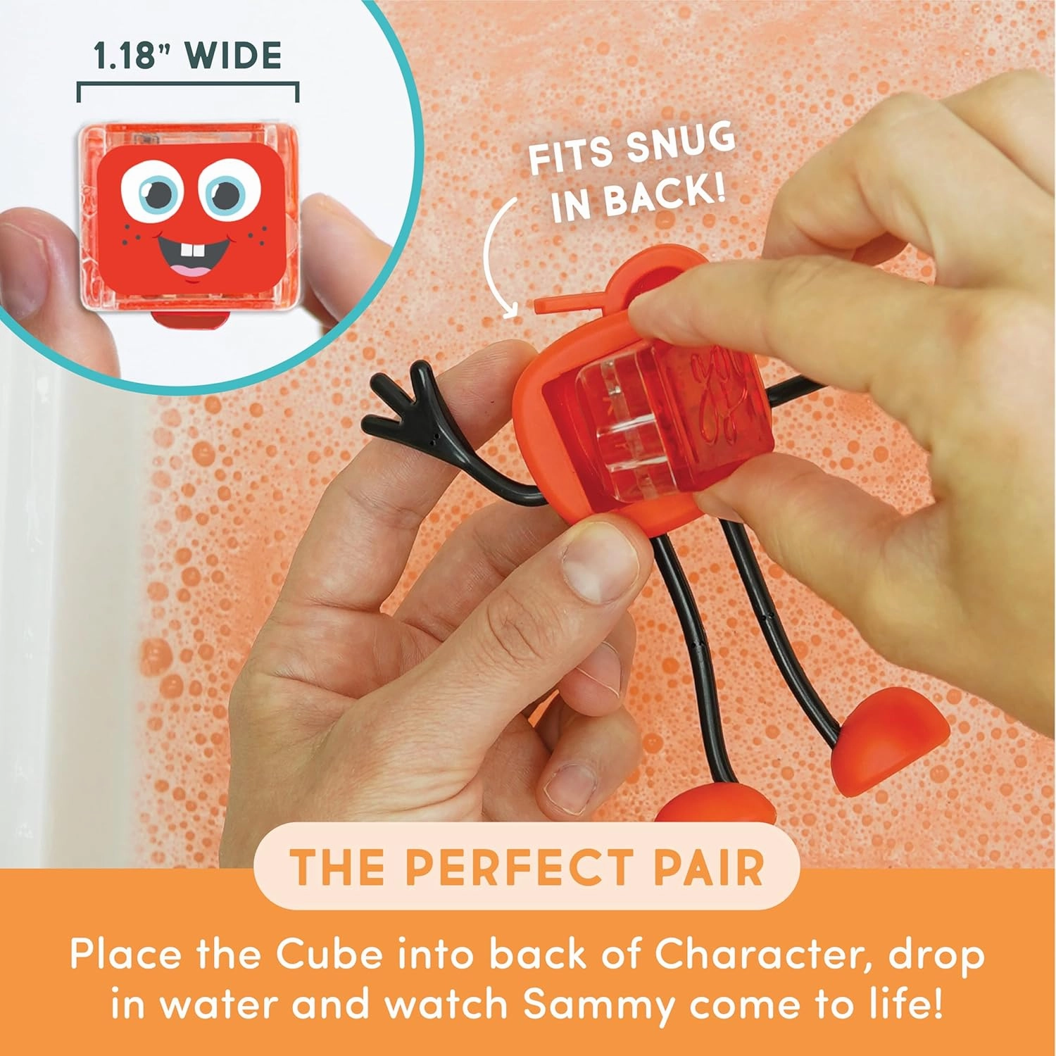 New Glo Pals Water-Activated Bath Toy with 6 Reusable Light-Up Cubes for Sensory Play (Sammy)