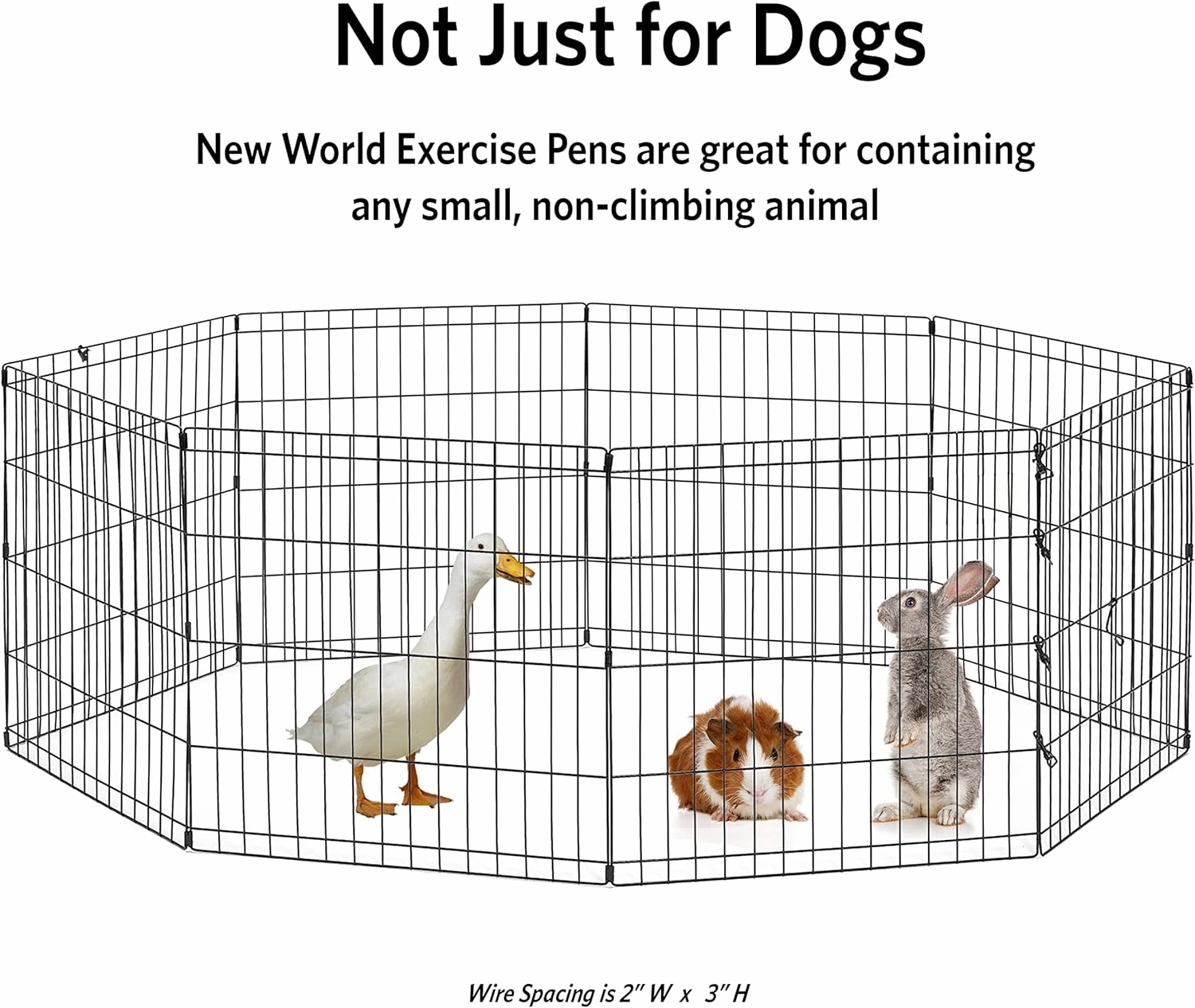 New World Dog Exercise Pen & Playpen, 24" W x 36" H, No Door, Black