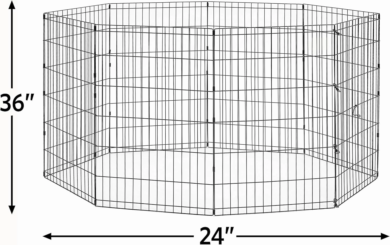 New World Dog Exercise Pen & Playpen, 24" W x 36" H, No Door, Black