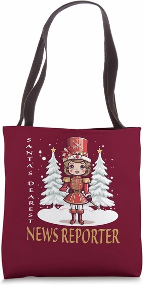 News Reporter Christmas Classic Female Nutcracker Tote Bag