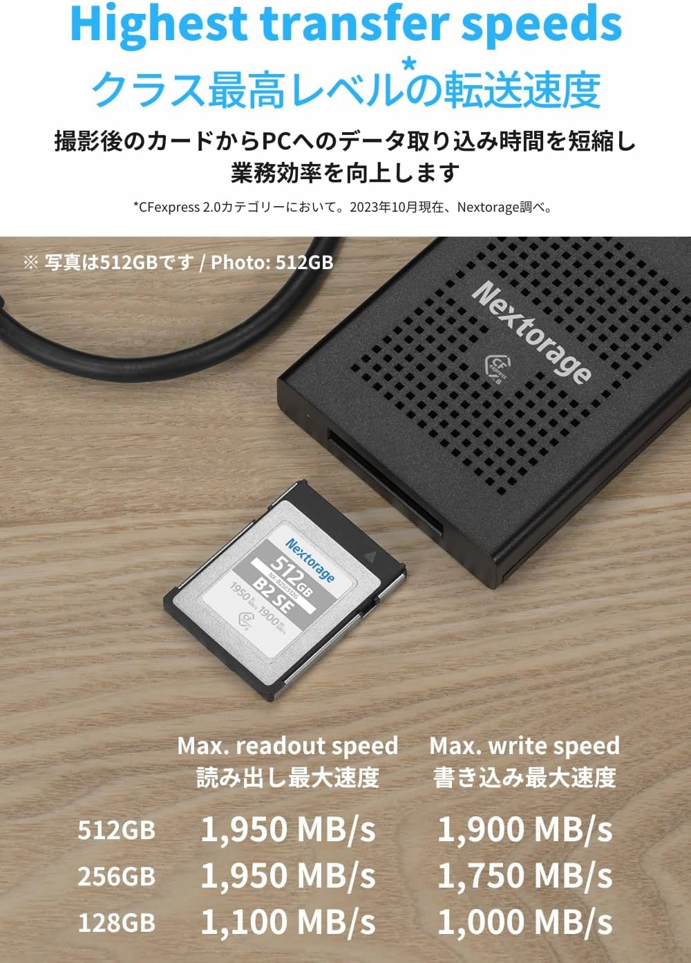 Nextorage 512GB (Pack of 2), CFexpress Type B Card, max Write Speed 1900MB/s Read Speed 1950MB/s (CF-Express Type B Memory Card NX-B2SE)