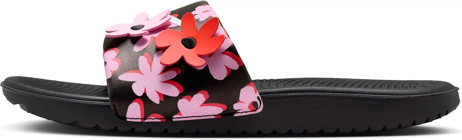 Nike Kawa SE Little/Big Kids' Slides (FJ2872-001, Black/Pink Rise/Picante Red/White) Size 4