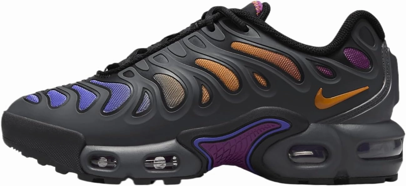 Nike Air Max Plus Drift Big Kids' Shoes (FV5921-001, Anthracite/Black/Viotech/Monarch) Size 4