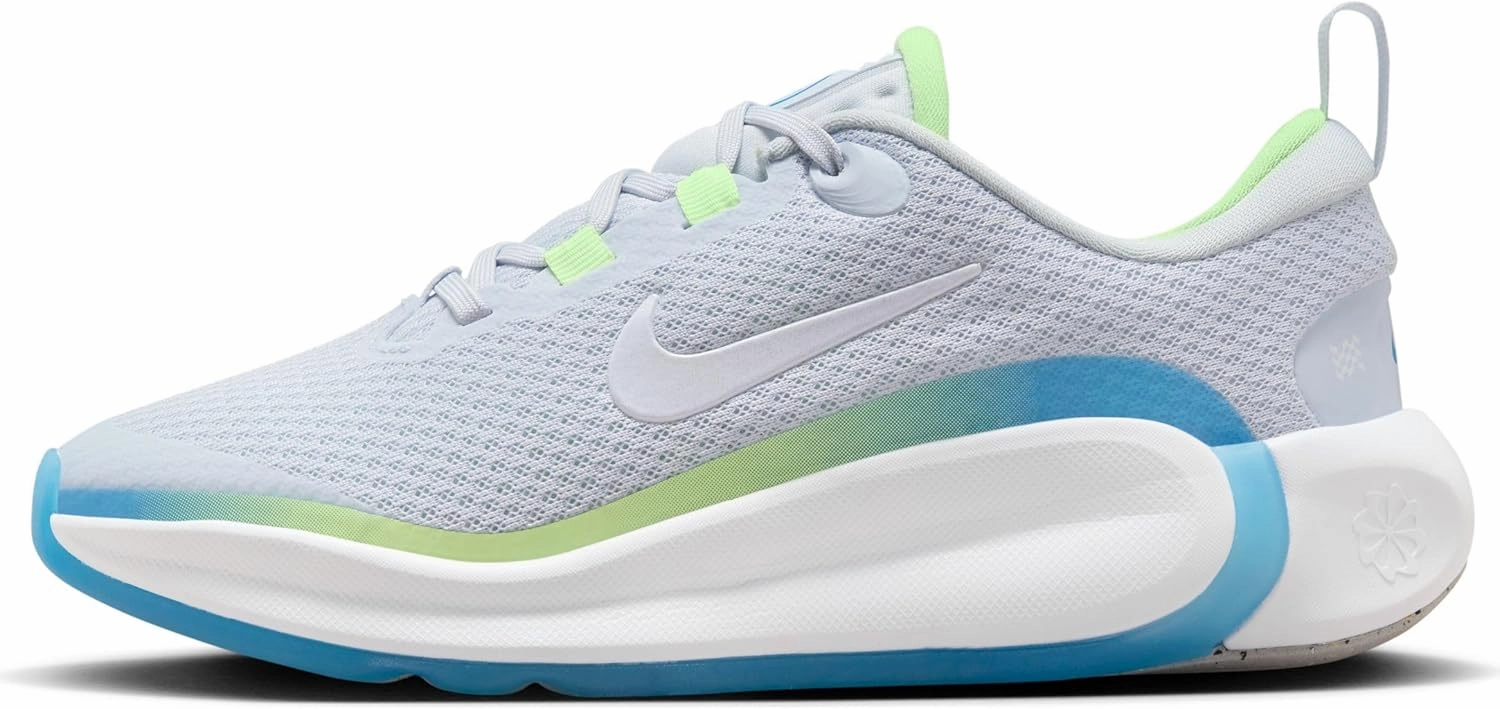 Nike Infinity Flow Big Kids' Running Shoes (FD6058-001, Football Grey/White-Barely Volt) Size 6