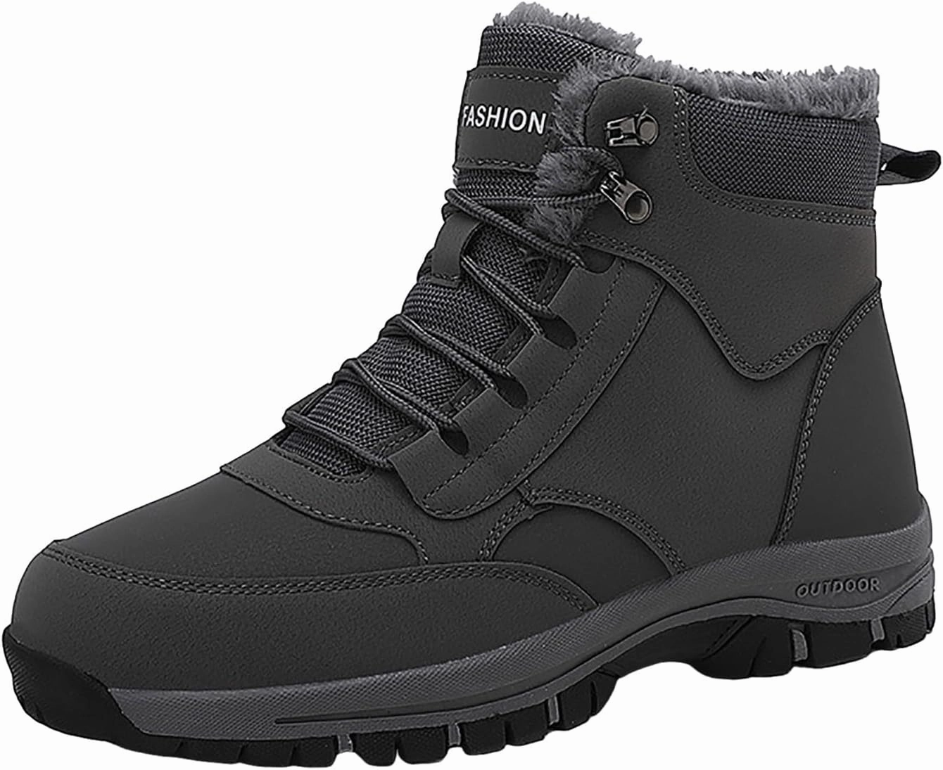 Non Slip Snow Boots for Men Fleece Lined Warm Ankle Boots Lace Up Cold Proof Winter Boots Casual Insulated Snow Boots
