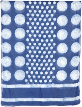 NOVICA Artisan Handmade Blockprinted Cotton Shawl Moon Motif from India Accessories Shawls White Travel Friendly ' Indigo Moons'