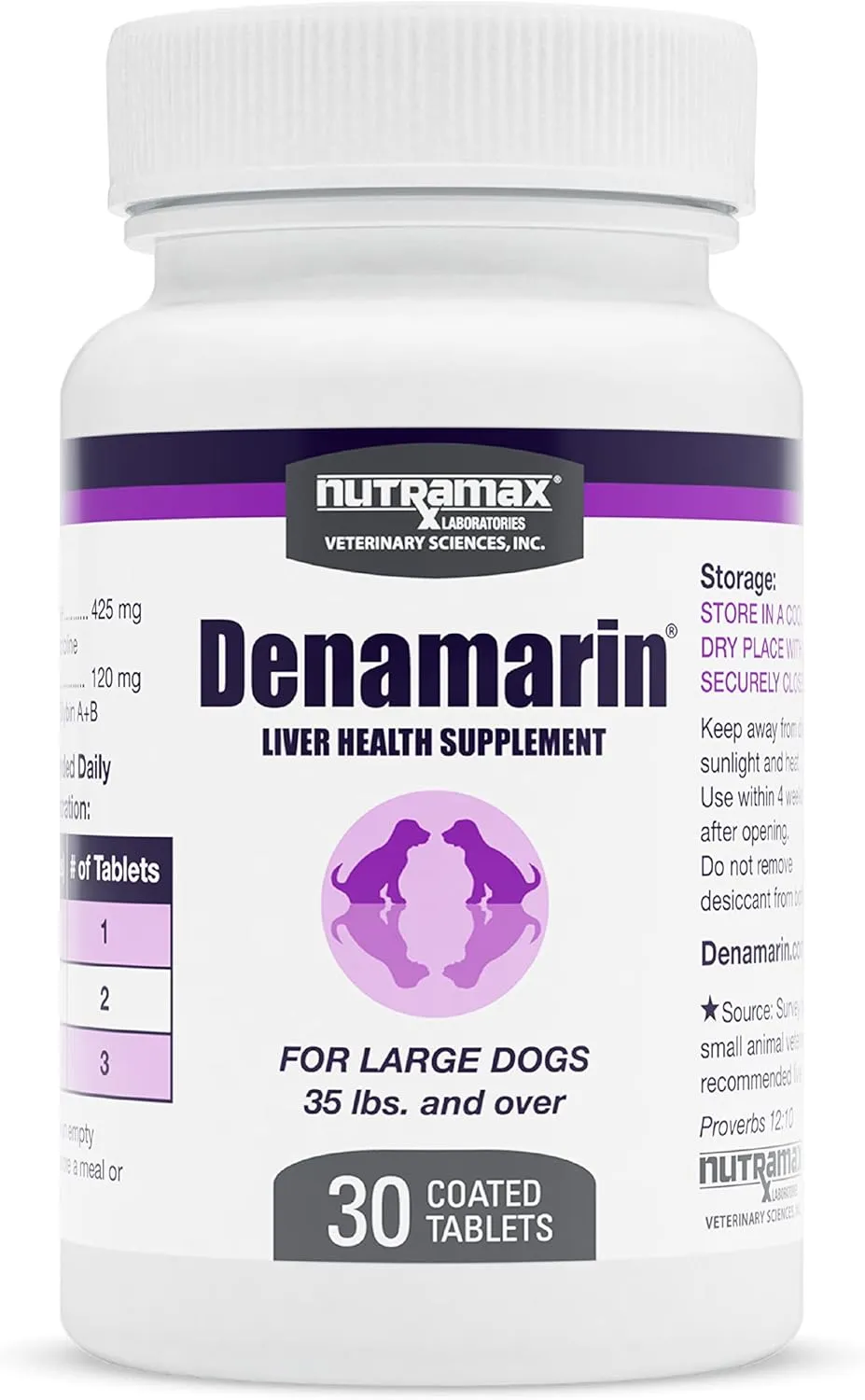 Nutramax Laboratories Denamarin Liver Health Supplement for Large Dogs - With S-Adenosylmethionine (SAMe) and Silybin, 30 Tablets(Pack of 1)