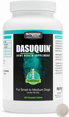 Nutramax Dasuquin Joint Health Supplement for Small to Medium Dogs - With Glucosamine, Chondroitin, ASU, Boswellia Serrata Extract, Green Tea Extract, 150 Chewable Tablets