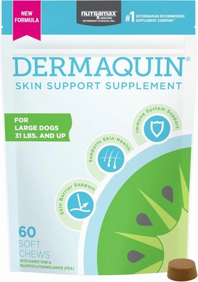 Nutramax Dermaquin® Skin Support Supplement for Large Dogs 31  lbs, 60 Soft Chews