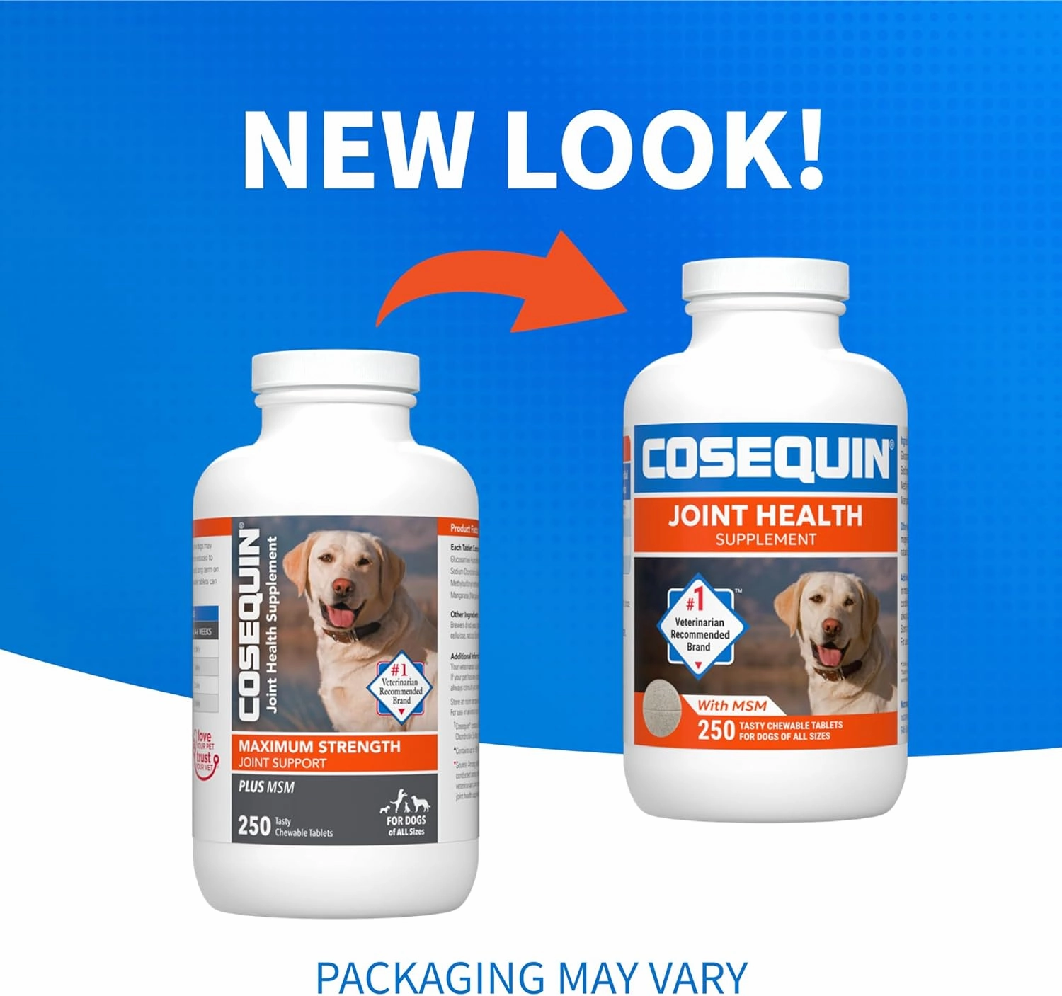 Nutramax Laboratories Cosequin Maximum Strength Joint Health Supplement for Dogs - With Glucosamine, Chondroitin, and MSM, 250 Chewable Tablets