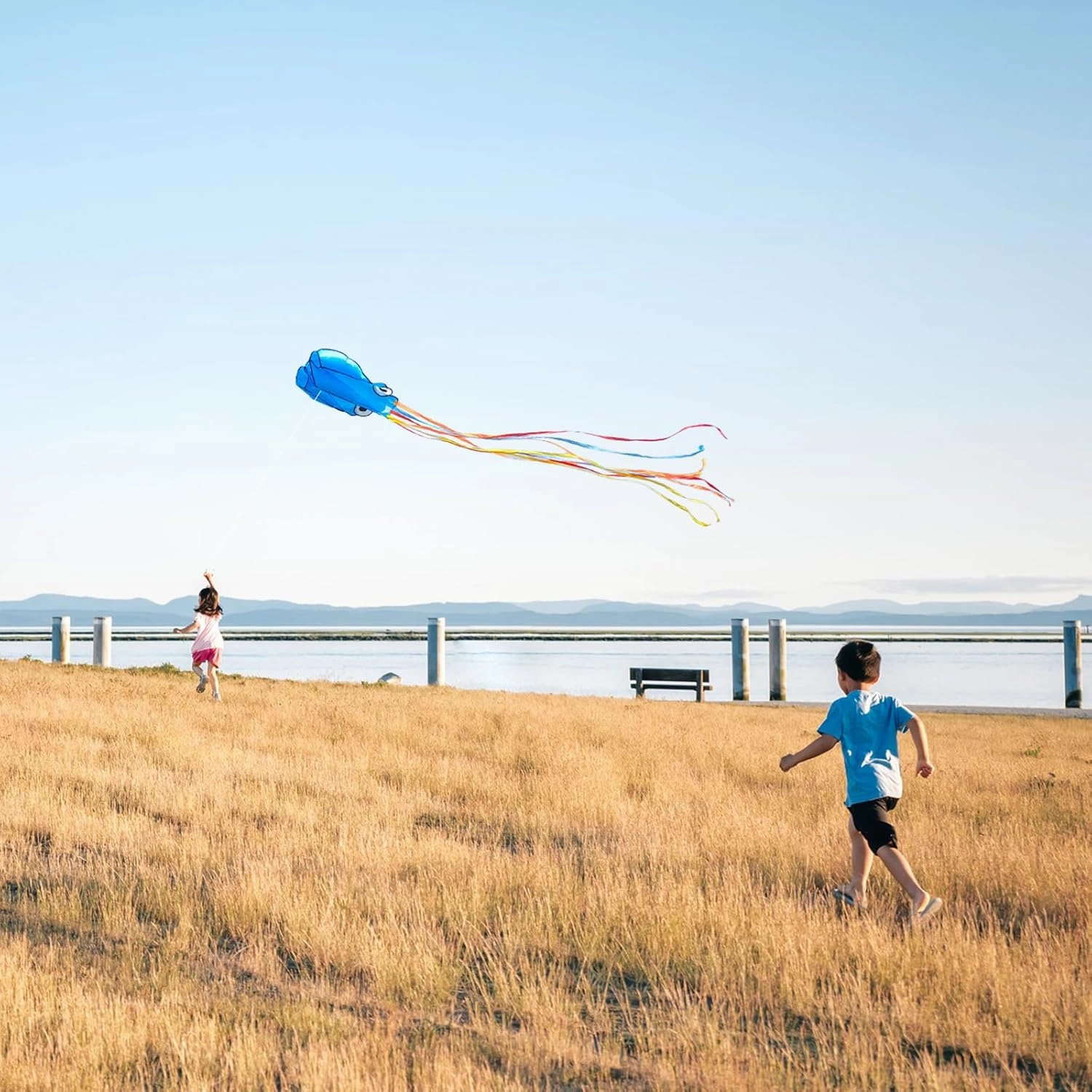 Octopus Kites for Kids & Adults Easy to Fly, 24”x 158” Large Soft Kite Kit for Boys and Girls, Single Line 3D Beach Kite Set for Teens,Perfect for Outdoor Activities