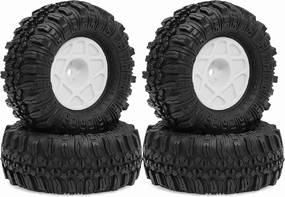 OD:57mm 1.0 Beadlock Wheels and Tires Set 7mm HEX for 1:24 1:18 RC Scale RC Crawler Cars SCX24 FMS Z-T0161 FCX18 FCX24 TRX4M Axial AX24 90081 Mini-Z 4x4 LC70 R268/ 4pcs (White)