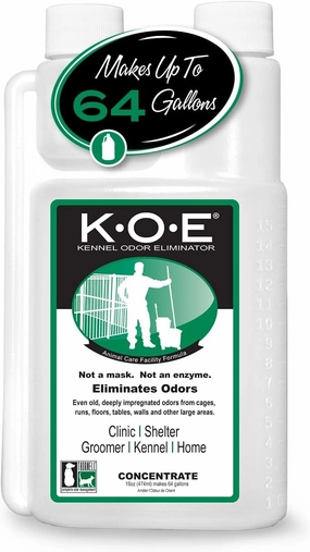 Odorcide, Thornell KOE Kennel Odor Eliminator Concentrate, Great for Cages, Runs, Floors & More, Pet Odor Eliminator for Home & Kennel w/Safe, Non-Enzymatic Formula, 16 oz, White – Not A Spray Bottle