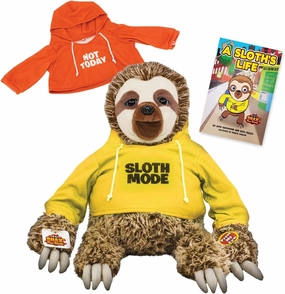 Official 2023 Version, Talking Plush Sloth Toy for Kids, Cuddly Sloth Stuffed Animal That Talks Back Slowly for Boys and Girls, Moving Eyes & Mouth, with Book   Red Shirt