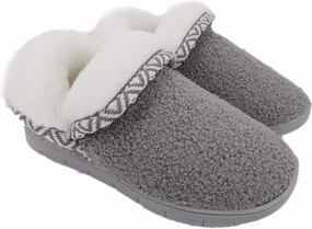 ofoot Women's Warm Fuzzy House Slippers with Back,Faux Fur Bedroom Shoes Soft Thick Memory Foam Plush Lining Indoor Outdoor Non Slip Rubber Soles