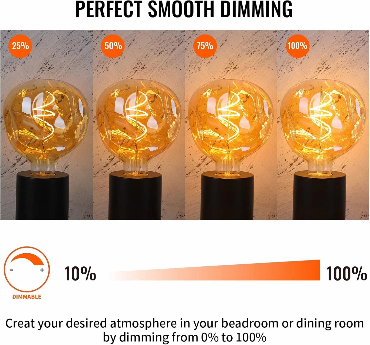 OMED S125 Oversized LED Edison Bulb, 5 Watt 400 Lumens 2200k Warm Yellow Amber Glass Decorative Globe Dimmable E26 Bulb for Pendant Lighting, 1 Pack