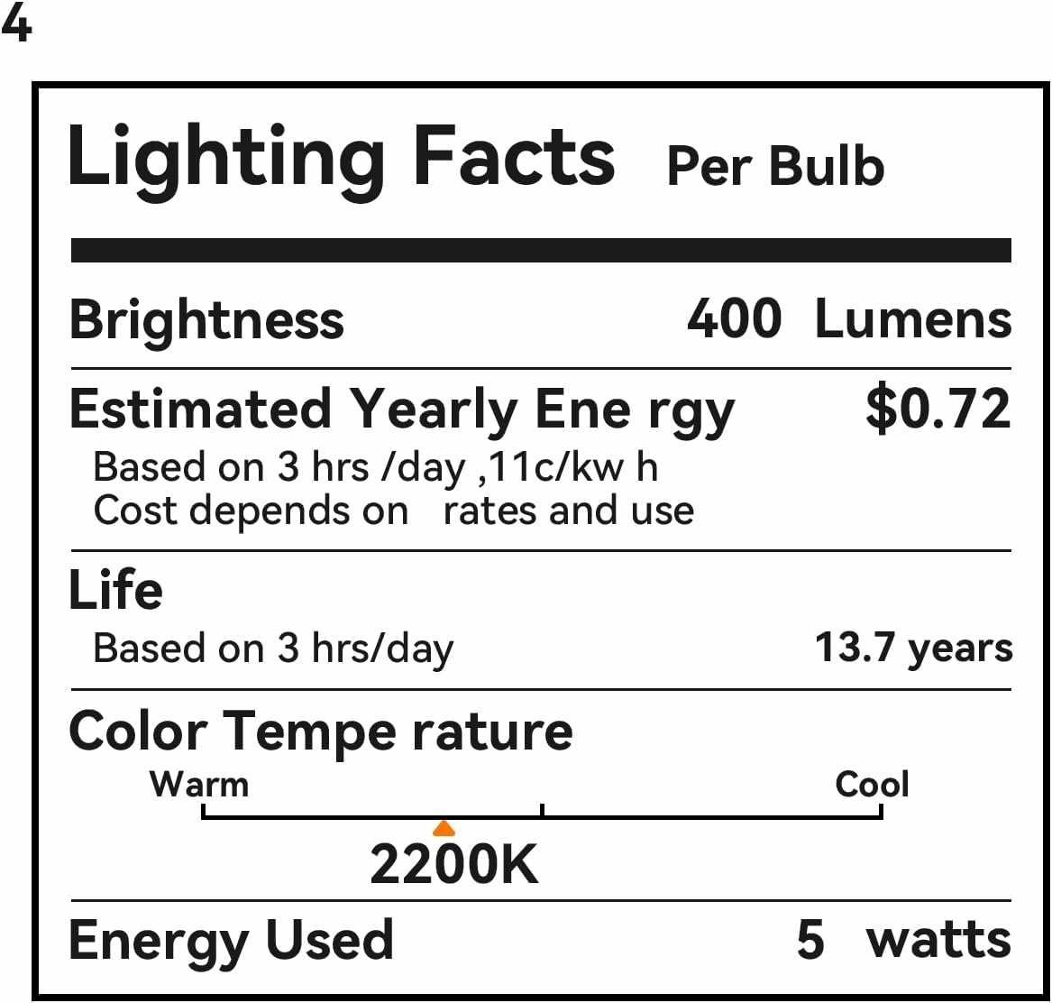 OMED S125 Oversized LED Edison Bulb, 5 Watt 400 Lumens 2200k Warm Yellow Amber Glass Decorative Globe Dimmable E26 Bulb for Pendant Lighting, 1 Pack