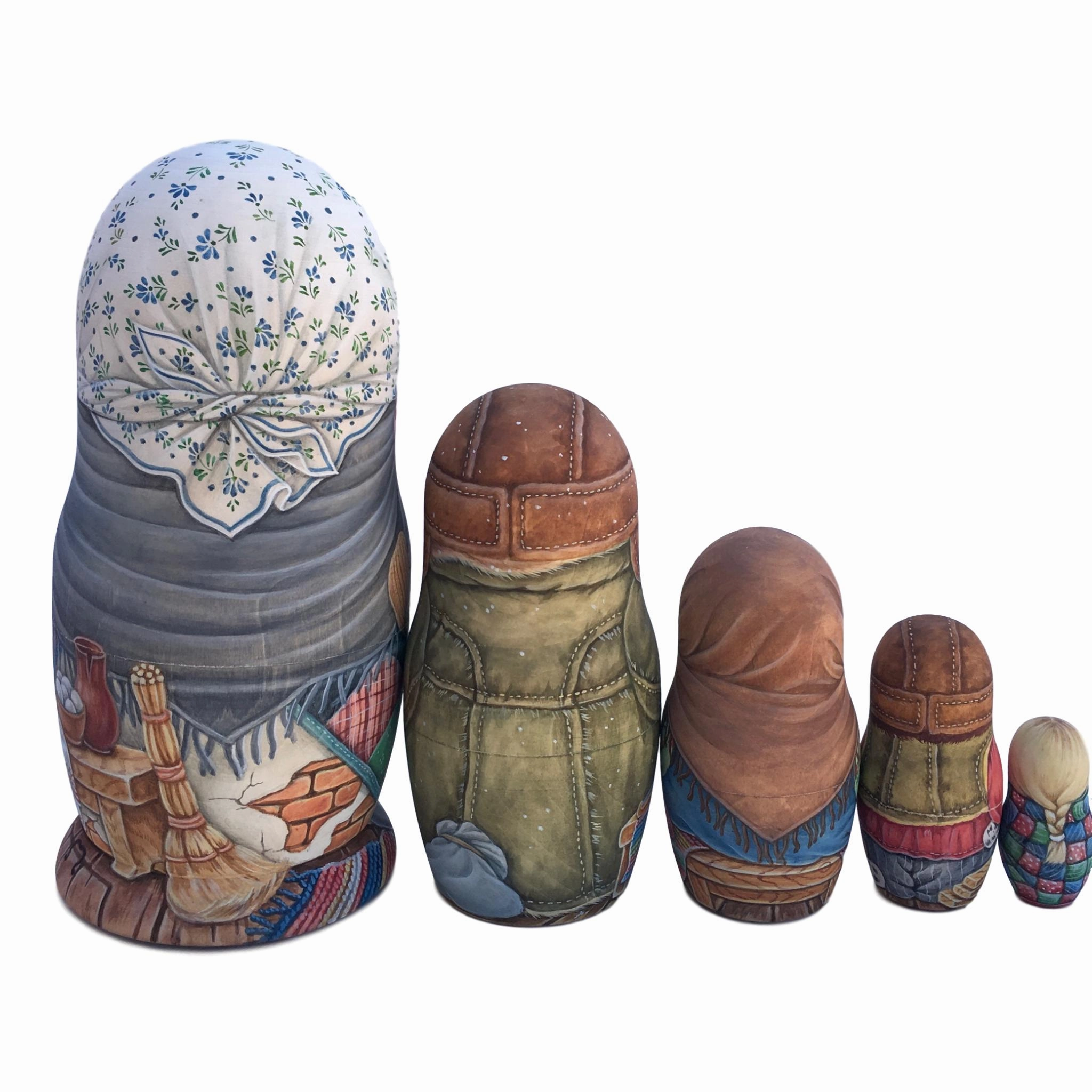 One of a kind Russian Matryoshka Childhood Nesting Set of 5 dolls