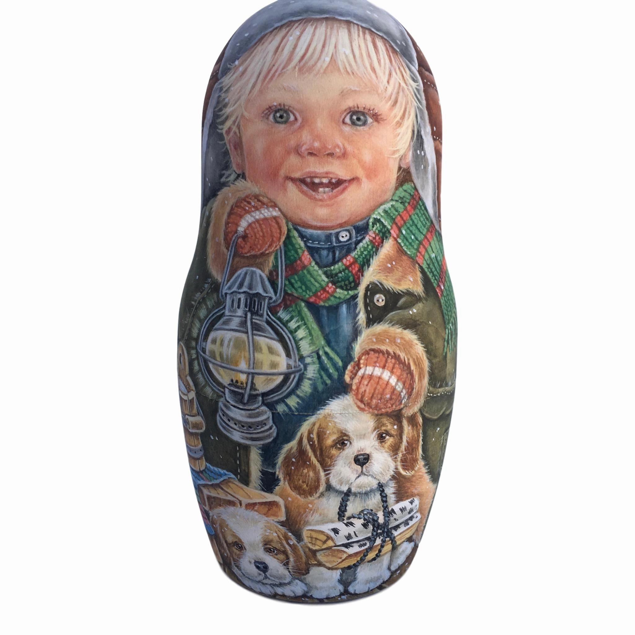 One of a kind Russian Matryoshka Childhood Nesting Set of 5 dolls
