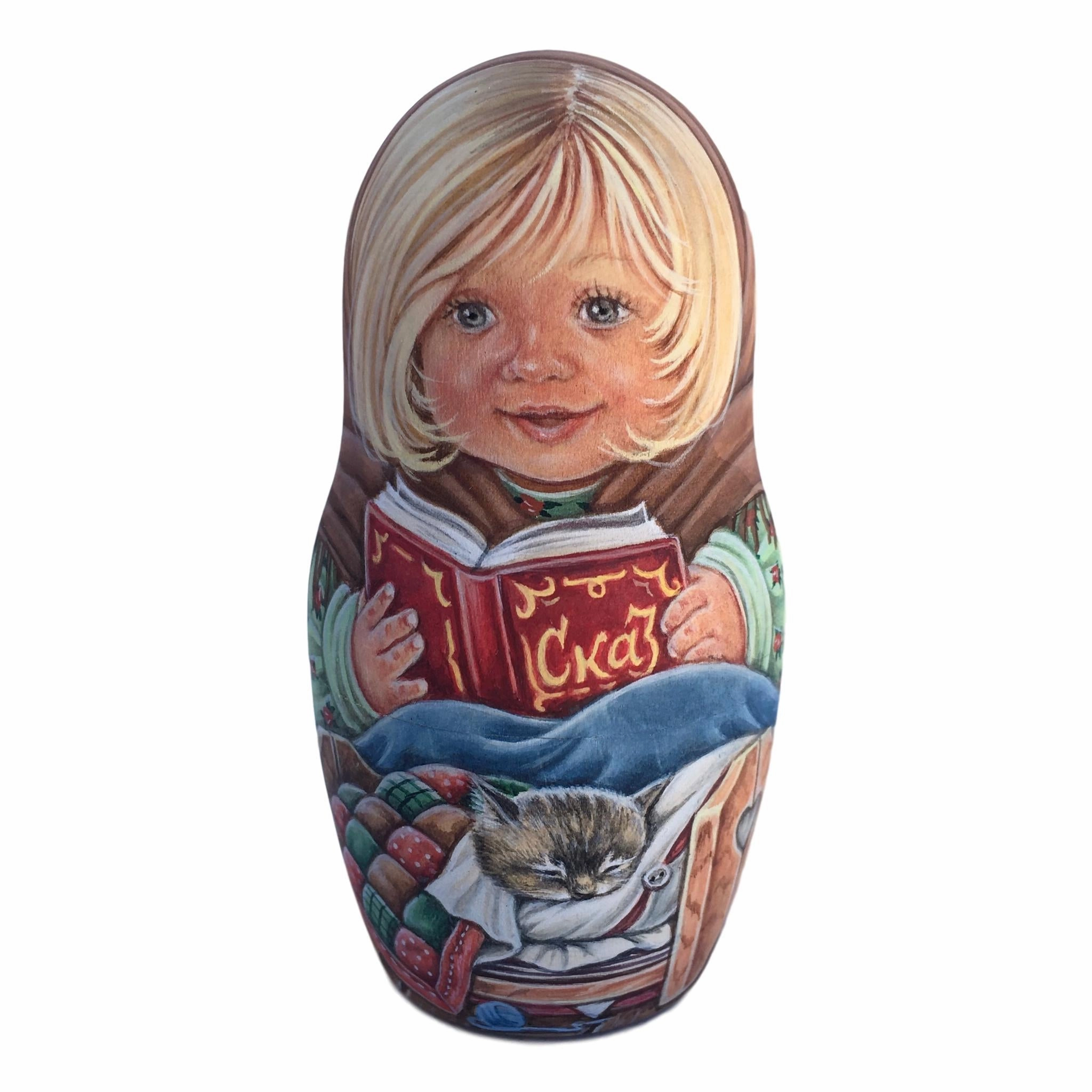 One of a kind Russian Matryoshka Childhood Nesting Set of 5 dolls