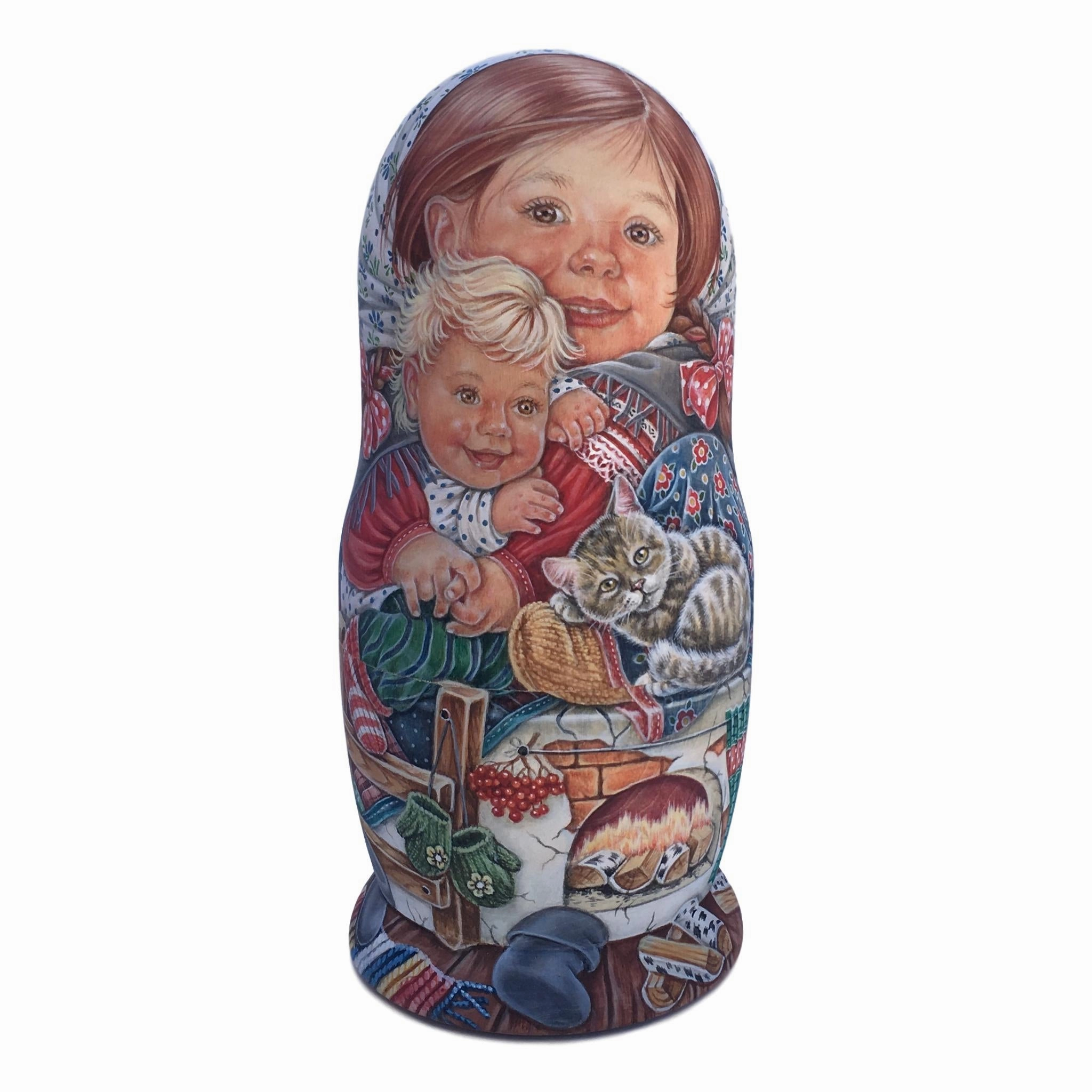 One of a kind Russian Matryoshka Childhood Nesting Set of 5 dolls