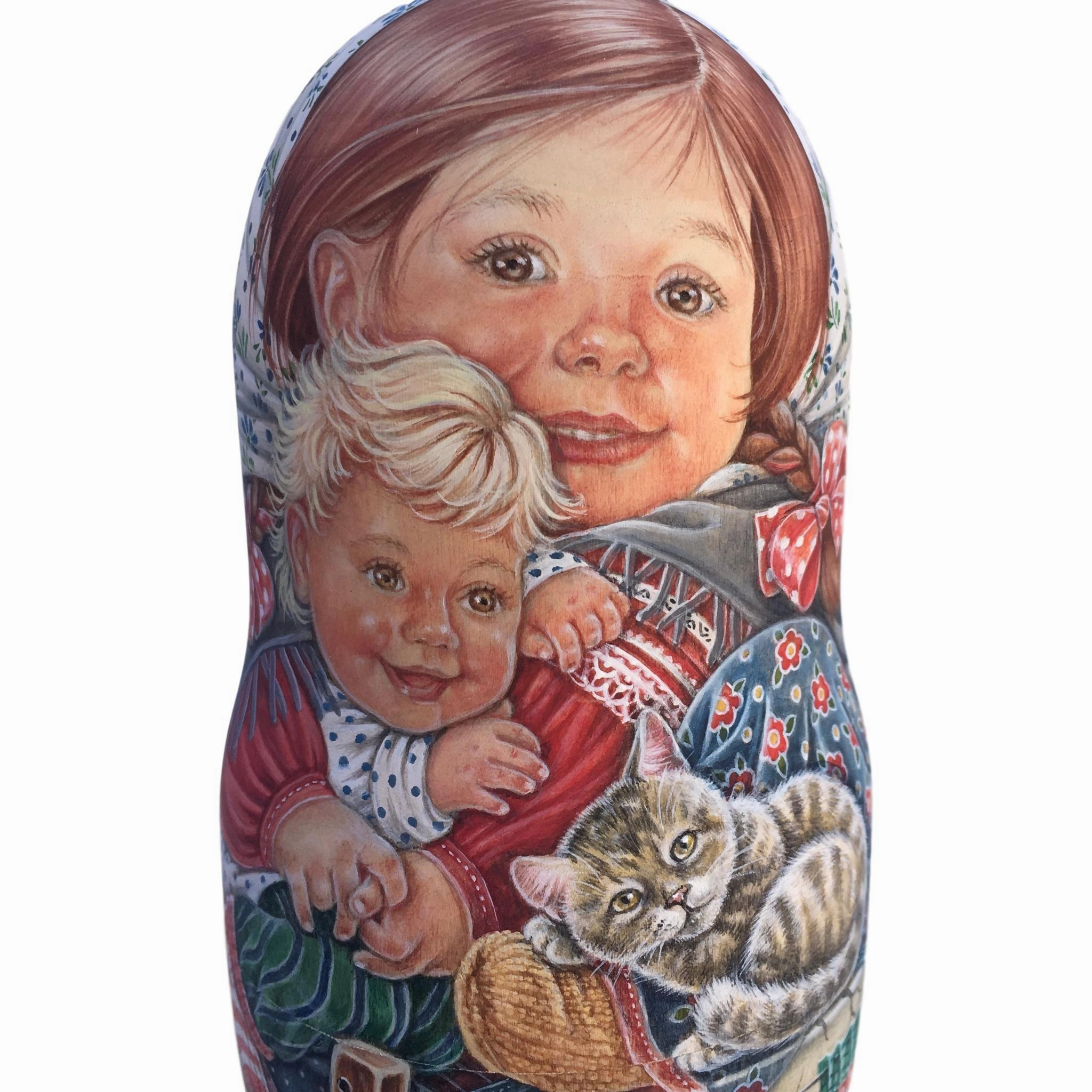 One of a kind Russian Matryoshka Childhood Nesting Set of 5 dolls