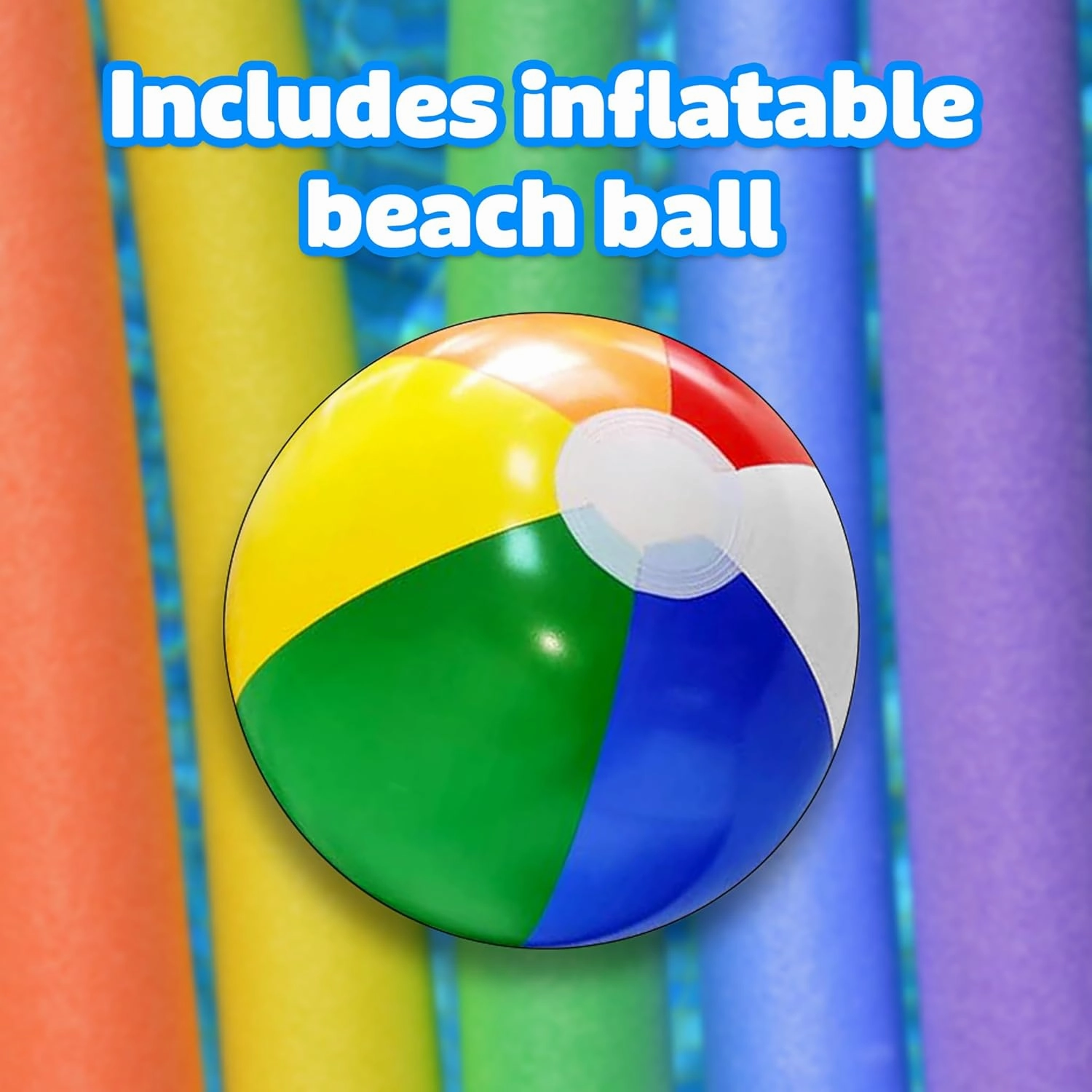 Oodles of Noodles 7 Pack Deluxe Foam Pool Swim Noodles Includes 12 Inch Beach Ball