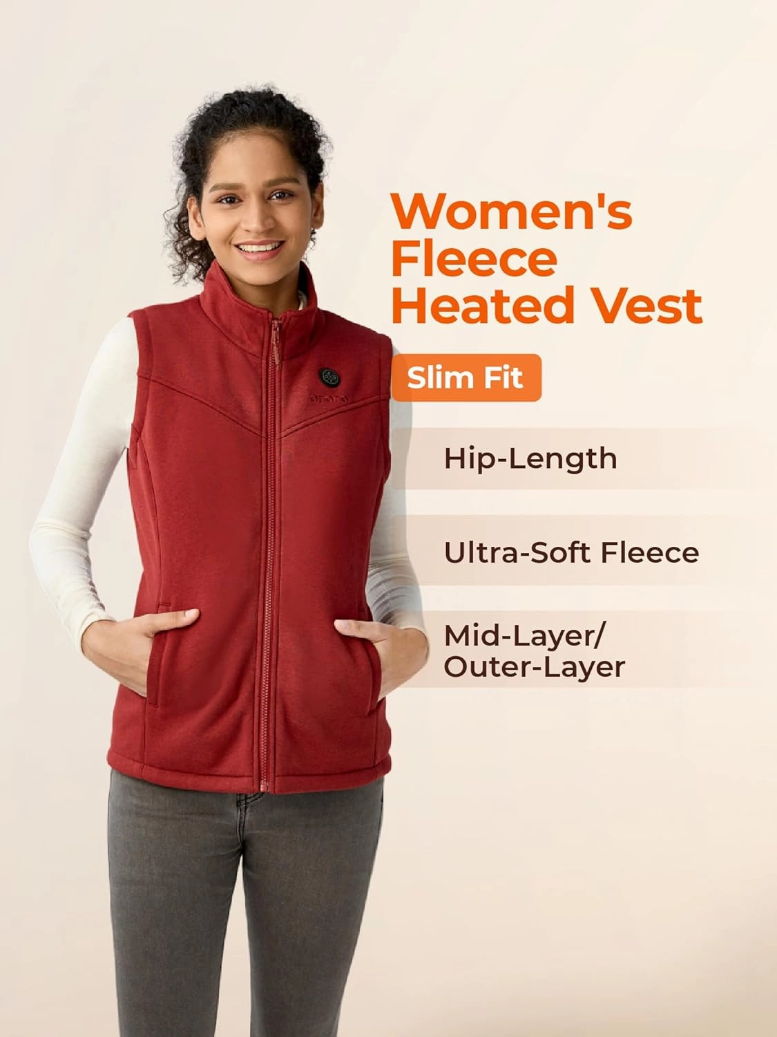 ORORO Women's Heated Fleece Vest with Battery, Lightweight Heating Vest Fleece (Charger Not Included)