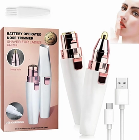 Orvanna Precision Eyebrow & Facial Trimmer, 2-in-1 Women's Eyebrow and Facial Hair Removal Device, Rechargeable Eye Brow Razor, Portable Electric Shaver for Women-1Pcs